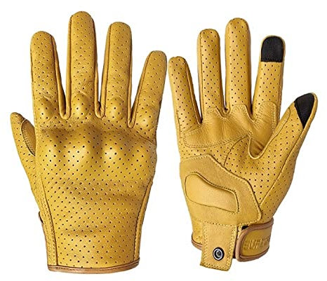 BJQZX Winterhandschuhe Motorradhandschuhe Touchscreen Leder Gelb Taktik Handschuh Männer Fahrrad Radfahren Finger Finger Motorrad Motor Motocross (Color : Perforated, Größe : X-Large)