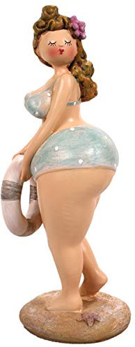 Lenzbach Badenixe mit Schwimmring 20 cm stehend im Bikini Figur Mädchen Rubensfrau mollige Dame Dicke Frau Badezimmer Schwimmerin Strand maritim