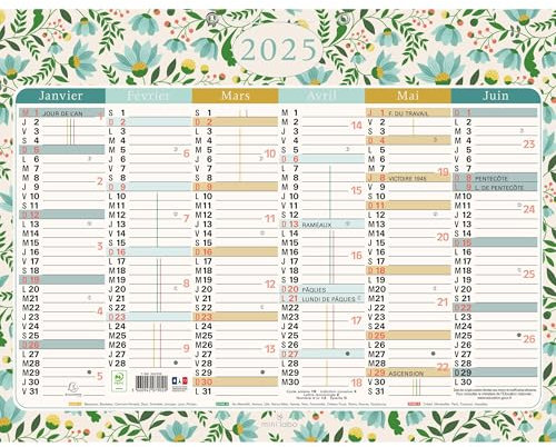 Kalender Mini Labo mit beidseitigem Dekor, 43 x 33,5 cm, Semestriel 2024