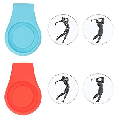 DONGKER Golf Ballmarker mit Magnetisch Hut Clip Set, 2 Stück Silikon Hut Clip +4 Stück Magnetisch Ballmarker, Golf Mütze Clips Geschenke für Golfhandschuhe, Hüte, Taschen, Kappen, Visier