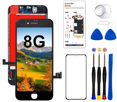 Dinow für iPhone 8/SE 2020 Display Ersatz (Schwarz) 4,7 Zoll Touch Screen iPhone 8/SE 2020 Display Digitizer Frame Assembly mit 3D Touch + Tool Kit + Gehärtetes Glas,Model:A1863 / A1905 / A1906