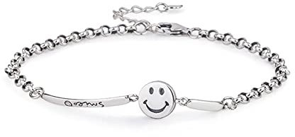 Damenarmband, S925 Smile Smiley Einfach verstellbares Armband