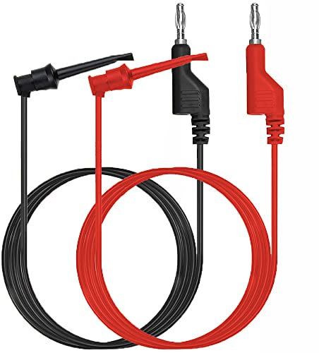 Greluma 2 Pz Cavi di prova da banana a gancio di prova, spina a banana impilabile da 4mm per testare clip a gancio Cavi di prova flessibili 500V 5A per test elettrici multimetro