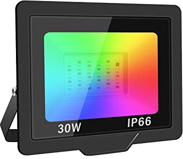 SKYWORLD LED Strahler Außen, 30W RGB Fluter mit Fernbedienung, LED Flutlichtstrahler Scheinwerfer mit 16 Farben 4 Modi, Wasserdicht für Aussen Innen Garten Baum Landschaft Stimmungslicht