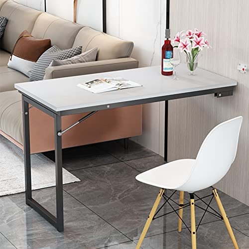 Scrivania pieghevole salvaspazio scrivania pieghevole a muro tavolo da pranzo pieghevole a muro, Facile da piegare e può essere utilizzato come tavolo da pranzo, scrivania ( Color : White , Size : 120