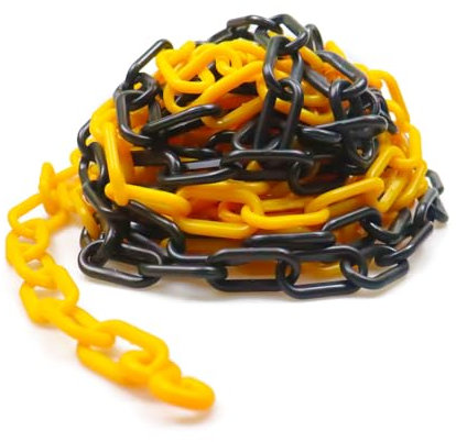 BOQIIKAR Plastic Chain Barrier Safety Plastic Chain 5 Meters 8mm x 5m High Visible Plastic Link Chain for Warning Safety Parking Space, Transportation Facility, Crowd Control, Traffic, Queuing Line