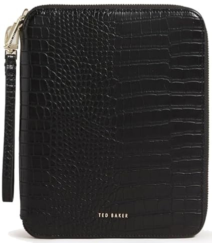 Ted Baker Meyti Reisebrieftasche, Krokodilimitat, A5, Schwarz, Schwarz , Einheitsgröße, Zeitgenössisch