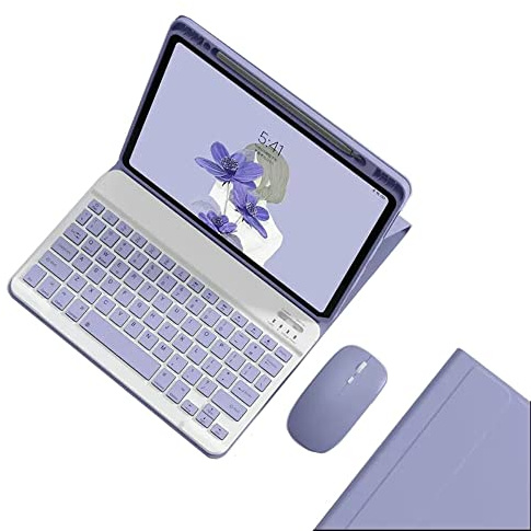 KMXDD Keyboard Case Mouse for iPad A16 11th Generation 2025/ iPad 10th Generation 2022(11/10.9 inch) Case with Color Keys Detachable Bluetooth Keyboard Cover (Purple)