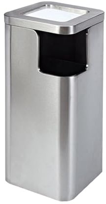 Poubelle Exterieur Poubelle en métal avec seau intérieur poubelle carrée poubelle à usage intérieur/extérieur ou commercial poubelle de recyclage des ordures Poubelle Jardin ( Color : Silver , Size :