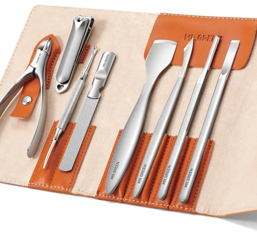 MR.GREEN Ensemble de couteaux de pédicure professionnels pour ongles incarnés, outils de soins des pieds, pinces à cuticules en acier inoxydable (8 pièces)