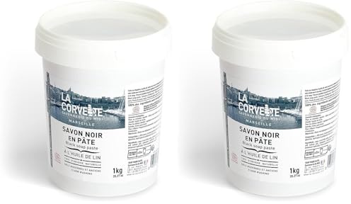 La Corvette Savon Noir en Pâte à l'Huile de Lin Ecocert 1 kg (Lot de 2)