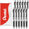 Pentel EnerGel XM BL77 – einziehbarer Flüssiggelschreiber, 0,7 mm, 54 % recycelt, in Kissenverpackung, Schwarz, 12 Stück