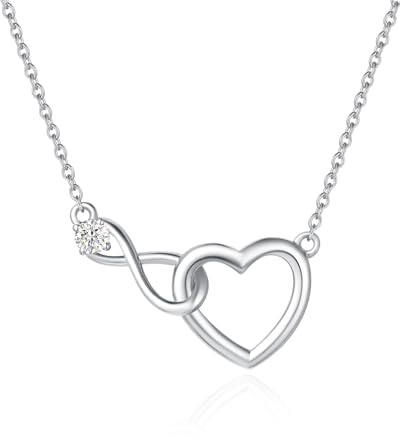 FANCIME 14K Echtes Massiv Gold Infinity Liebe Herz Schmuck mit Moissanite Halskette Armband Geburtstag Geschenke für Frauen Mama Ihr Damen