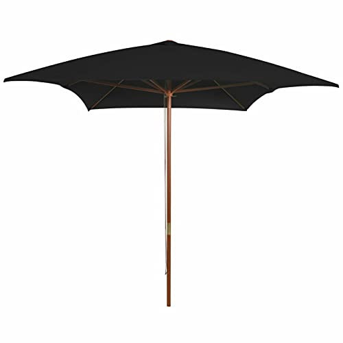 Rantry Casa BB Parasol d'extérieur avec poteau en bois 200 x 300 cm Noir, Noir