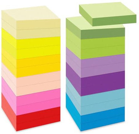 Agoer (24 Pack) Super Sticky Notes,2400 Sheets Small Sticky Notes 2 x 2 in (50 x 50mm) - Brilliant Colors Sticky Tabs,Mini Self-Stick Notes for Post for School,Offices & Home Use,100 Sheets/pad