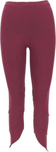 Yoga Pixi Leggings mit Overlock, Bio-Baumwolle, Damen, stretch, weinrot, S