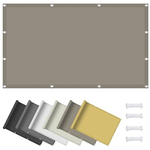 Vela Ombreggiante Tenda a Vela 180 x 360 cm Tenda Parasole Rettangolare, Rettangolare Impermeabile con Occhielli, Protezione Raggi UV 98%, per Esterno Terrazza Giardino, Tortora