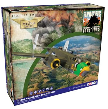Corgi Diecast Model Plane AA35315 North American B-25D Mitchell, 'Red | Corgi Mitchell Model Airplane, Diecast Planes & Aircraft Models for Adults, Die Cast Aeroplane/Plane, Toy Airplanes
