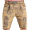 SYMPHONIE WESTERWALD Bayerische Herren Trachten Lederhose mit Trachtengürtel + Hosenträger, speckig, antik Look, Antikbraungrau, Gr. 46