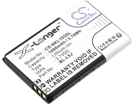 TCTK Akku 1000mAh Kompatibel mit [Nokia] 105 2023 Ersetzt BL-L5J