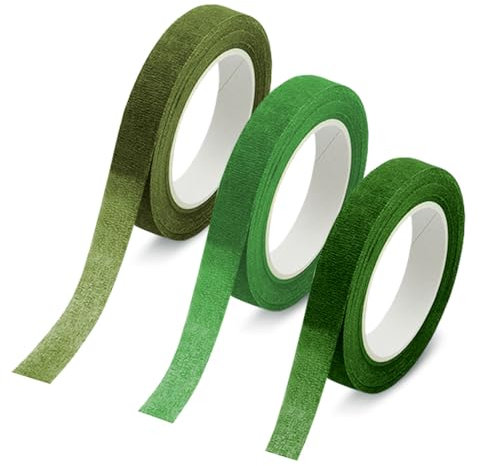 Ceihwa 3 Pièces Floratape Vert Floral Stem Tape Fleuriste Ruban Adhésif Pour Florale Floratape Fleuriste Rouleaux Fleuriste Ruban Auto-AdhéSif Ruban Floraux pour Bouquet Wrap