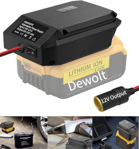 Step Down Converter for Dewalt 20V DC to DC 12V for Power Wheel Battery Adapter,DIY Converter Power Station,5V-13V Max Output10A Cigarette Lighter Connector,Power Connector for All Car Appliances