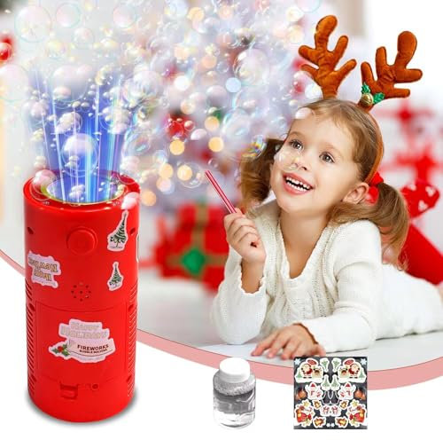 Feuerwerk Seifenblasenmaschine, Tischfeuerwerk mit Lichtern, 13 Löcher Feuerwerk Raketen, Silvester Feuerwerk Seifenblasenspielzeug Kinder für Weinachten, Neujahr, Karneval, Hochzeit, Party