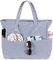 LEDAOU Große Strandtasche mit reißverschluss Damen Wasserdicht Umhängetasche Tragetasche shopper sanddicht mit Reißverschluss Pool Fitness Reisetasche familie (Blaue Streifen)