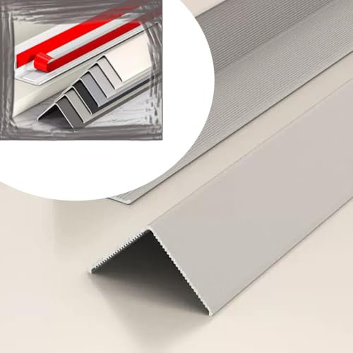 ZIUSFAC 100cm Eckschutz Aluminium Eckenschutz Selbstklebend Winkelprofil, L-förmige Zierleiste Für Wand Tisch Tür Rahmen Schutz Und Dekoration(Gray 2,50x50cm)