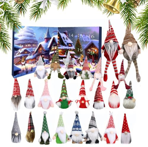 Wichtel Adventskalender 2024, 24 Tage Weihnachtswichtel Countdown, Weihnachtswichtel Plüsch Spielzeug, Weihnachtsdeko Wichtel, Christbaumschmuck Dekoration