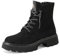 QUEEN HELENA Anfibi Stivaletti Bassi Lacci con Strass Scarponcini Donna X31-54 (Nero Camoscio, Sistema Taglie Calzature EU, Adulto, Donna, Numero, Media, 40)