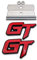 3D Metall GT Logo Auto Frontgrill Emblem + Grand Tourer Kofferraum Deckel Badge Racing Sport Aufkleber Turbo Aufkleber Ersatz für Universal Fahrzeug (Schwarz Rot)