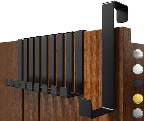 4smile Lot de 10 crochets de porte à suspendre - Couleur noire - Solide - Pour tout l'appartement - Crochets flexibles de suspension - Porte-manteau de porte universel