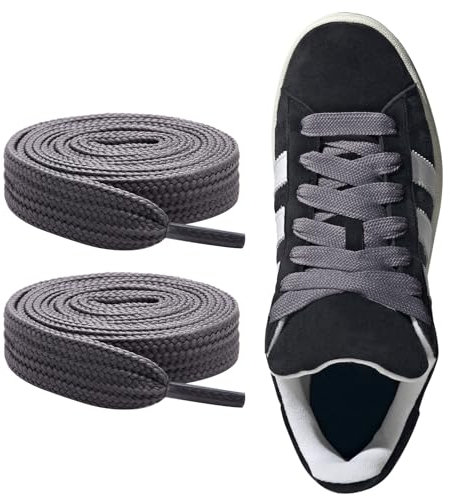 CCSOFTIME Schnürsenkel Grau 16mm Breite für Adidas Campus 00s Sneakers, Dicke Ersatz Flache Schuhbänder Reißfest Fat Shoelaces for Turnschuhe Sportschuhe,Grau,90cm