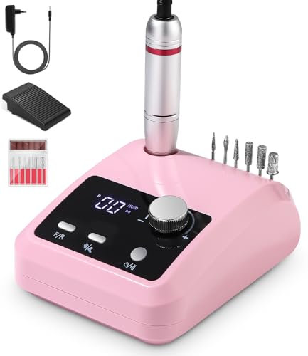Fresa Per Unghie, 6 en 1 Fresa Per Unghie Professionale, 45,000 rpm Fresa Unghie, Con pedale Frese Per Unghie, Fresa Per Unghie Professionale 45000 Giri, Per regali ad amici e parenti adorabili