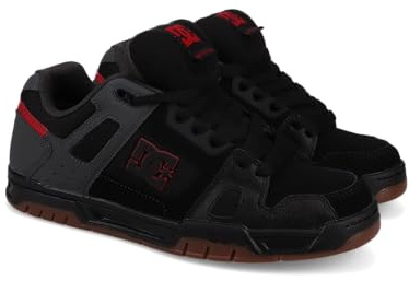 DC Herren Stag Skate Shoe, Schwarz/Rot/Gummi, 39 EU