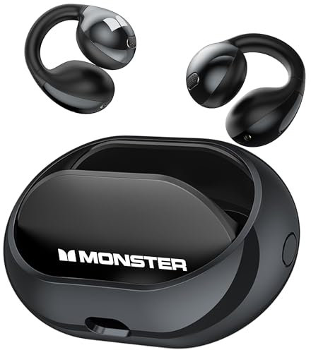 Monster Open Ear AC600 Headphones, Bluetooth 5.4 Wireless Earbuds with HiFi Stereo, Clip-On Earbuds with ENC Clear Call, 21H Playtime, Touch Control, IPX6 Waterproof Wireless Headphones for Exercise
