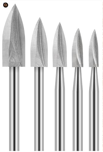 AzureRay Brocas Madera para Dremel, Accesorios para Dremel Juego de 5 Brocas Tallado 1/8, para Carpintería, Bricolaje, Perforación y Rectificación