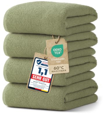 Blumtal Premium Frottier Handtücher Set 4 teilig 100% Baumwolle - Oeko-TEX zertifiziertes Towel 4X (50x100 cm) - Ultra saugstarkes Frottier Handtücher Set waschbar °60 - Towel - Handtuch Grün
