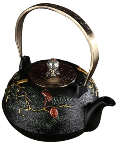 CIYODO Théière Faite Main Fer Forgé Non Revêtu Avec Infuseur Pour Thé Vrac Et Fleurs
