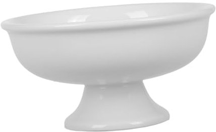 UKCOCO Coupe Sur Pied Céramique Blanche Coupe à Fruits Présentoir à Desserts Pour Cuisine De Style Campagnard