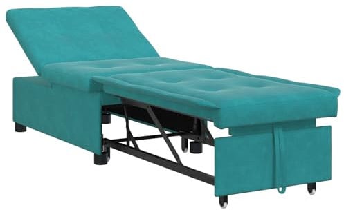 vidaXL 3 In 1 Auszieh Schlafsofa Türkis Samt Verstellbarer Liegesessel Für Wohnzimmer Gäste Kompakte Ausführung