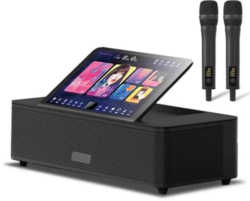 14-inch Touchscreen Karaoke Sound System, Complete Soundbar System with 2 Wireless Microphones, High Speed 650K Cloud Song Download and YouTube, for KTV Home black 500G