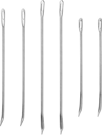 6 Pieces Meat Trussing Needles, Curved Roasting Trussing Needles Stainless Steel Large Curved Poultry Meat Needle for Turkey Chicken Pork Lamb Rolled Meats