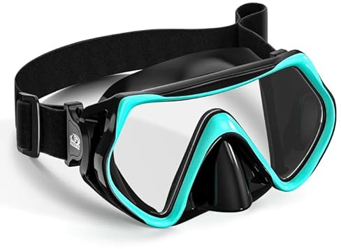 Findway Taucherbrille Erwachsene Teenager mit Verstellbares Elastisches Kopfband Stoffband, Tauchmaske für Herren Damen mit Nasenabdeckung, Schnorchelmaske mit 180°Panorama HD Tempered Glas Anti-Fog