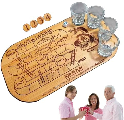 Snakes Ladders Drinking Game: Board Stairs, Party Game for Adults | Engaging Fun Activity for Birthdays, Weddings, Social Events with Simple Rules,