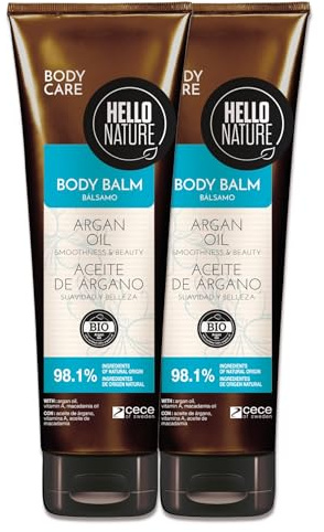 P-Beauty Naturkosmetik Körperbalsam mit Arganöl & Macadamiaöl, Bio, Vegan - Körperlotion für intensive Feuchtigkeitspflege für trockene Haut - ohne Silikone & Parabene, schnell einziehend - (2x250ml)