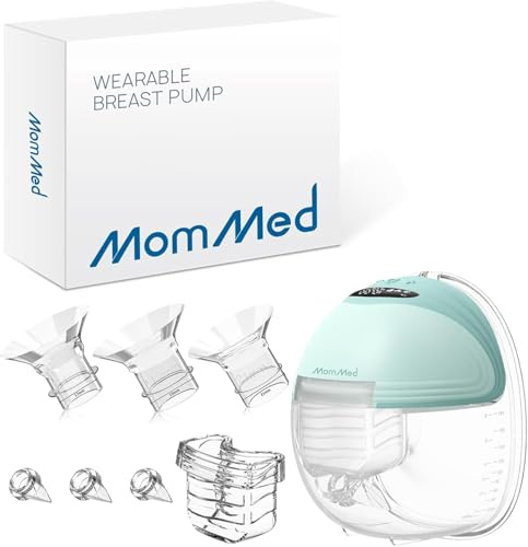MOMMED Milchpumpen, Milchpumpe Elektrisch Tragbar mit 3 Modi und 12 Leistung, Auslaufsichere und Geräuscharme 24 mm Elektrische Milchpumpe, wiederaufladbar, inklusive 17/19/21 mm Flanscheinsätze