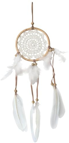 Traumfänger Rattan mit Netz gehäkelt, weiß 12cm