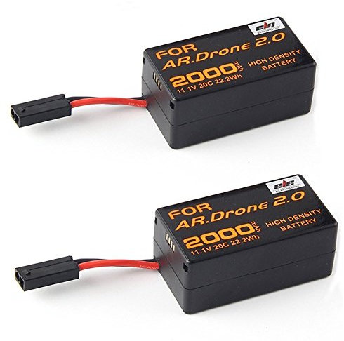 cjc Premium Quality 2-Pack Upgrade 2000mAh Lithium-Polymer Replacement Batteries for Parrot AR.Drone 2.0 Quadcopter